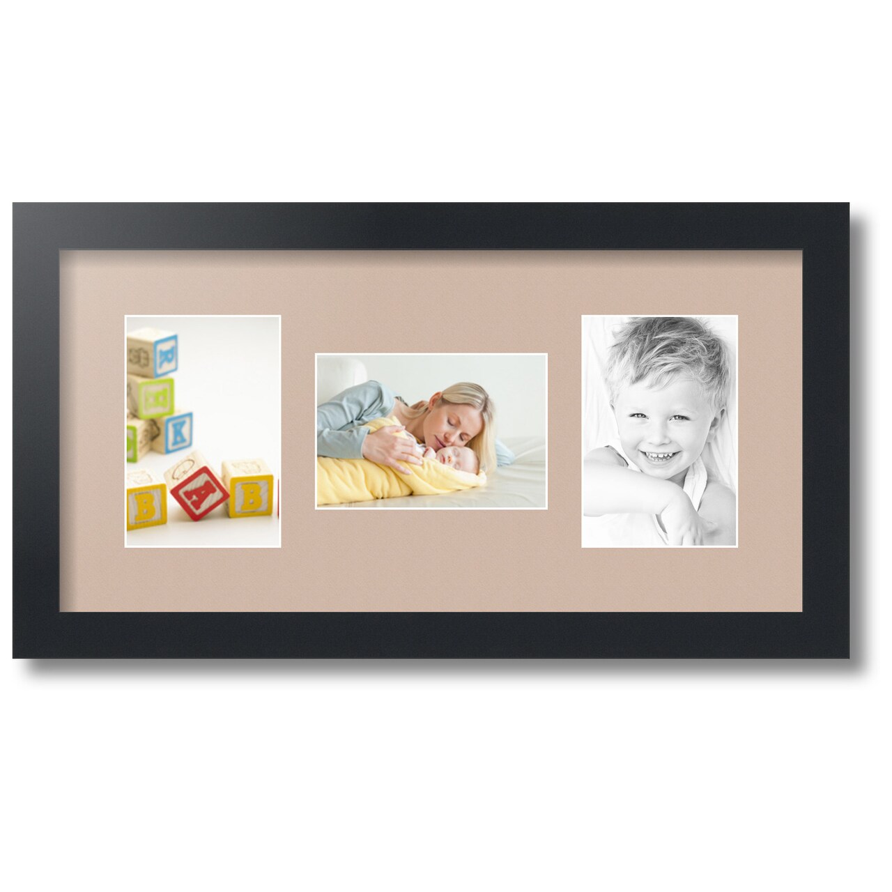 ArtToFrames Collage Photo Picture Frame with 3 - 4x6 inch Openings, Framed in Black with Over 62 Mat Color Options and Regular Glass (CSM-3926-113)